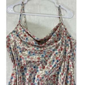 Bebe Women´s floral Satin design mini dress with straps Sz L